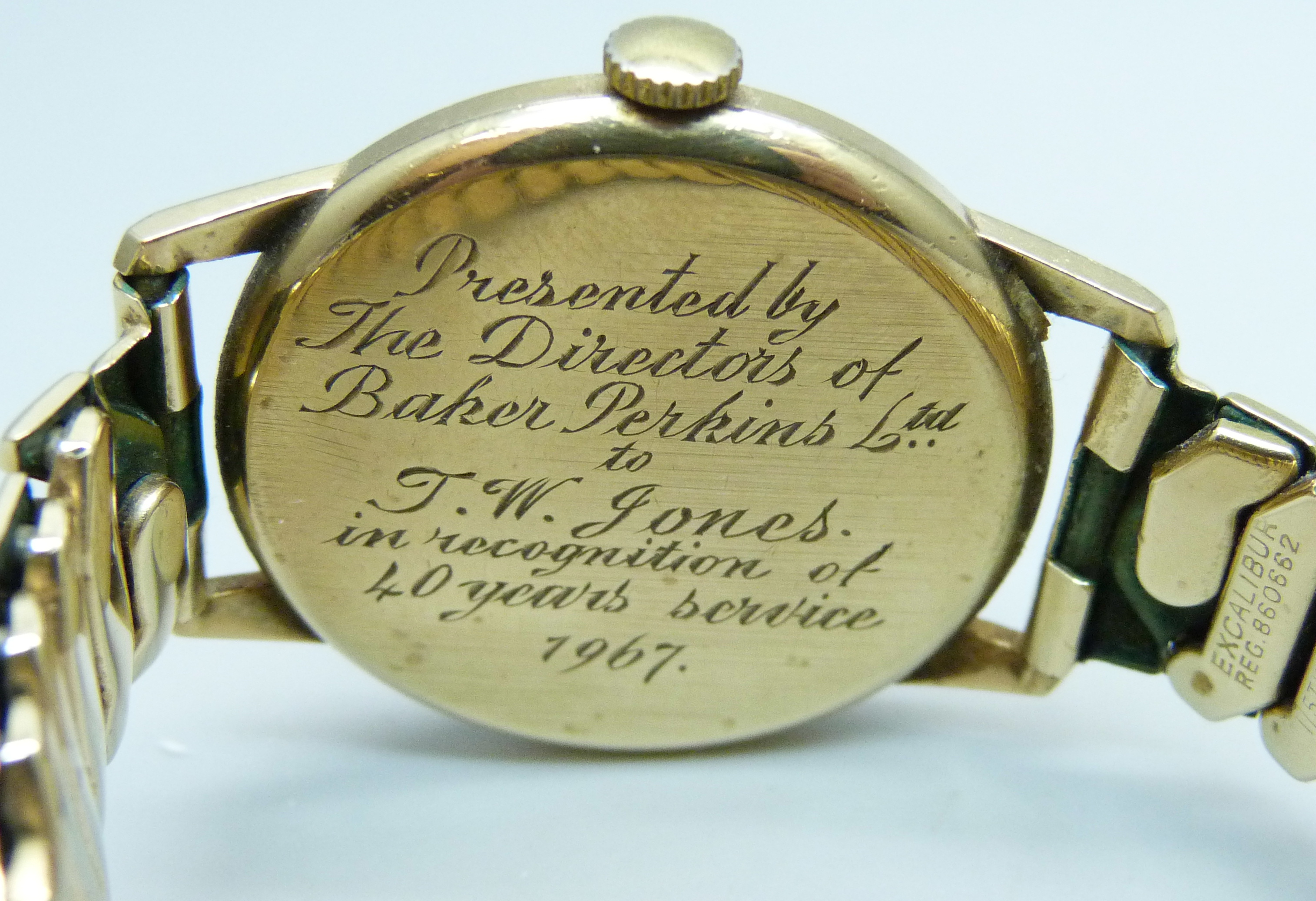 A 9ct gold cased Longines wristwatch, the case back bears inscription dated 1967, 32mm case - Image 5 of 5
