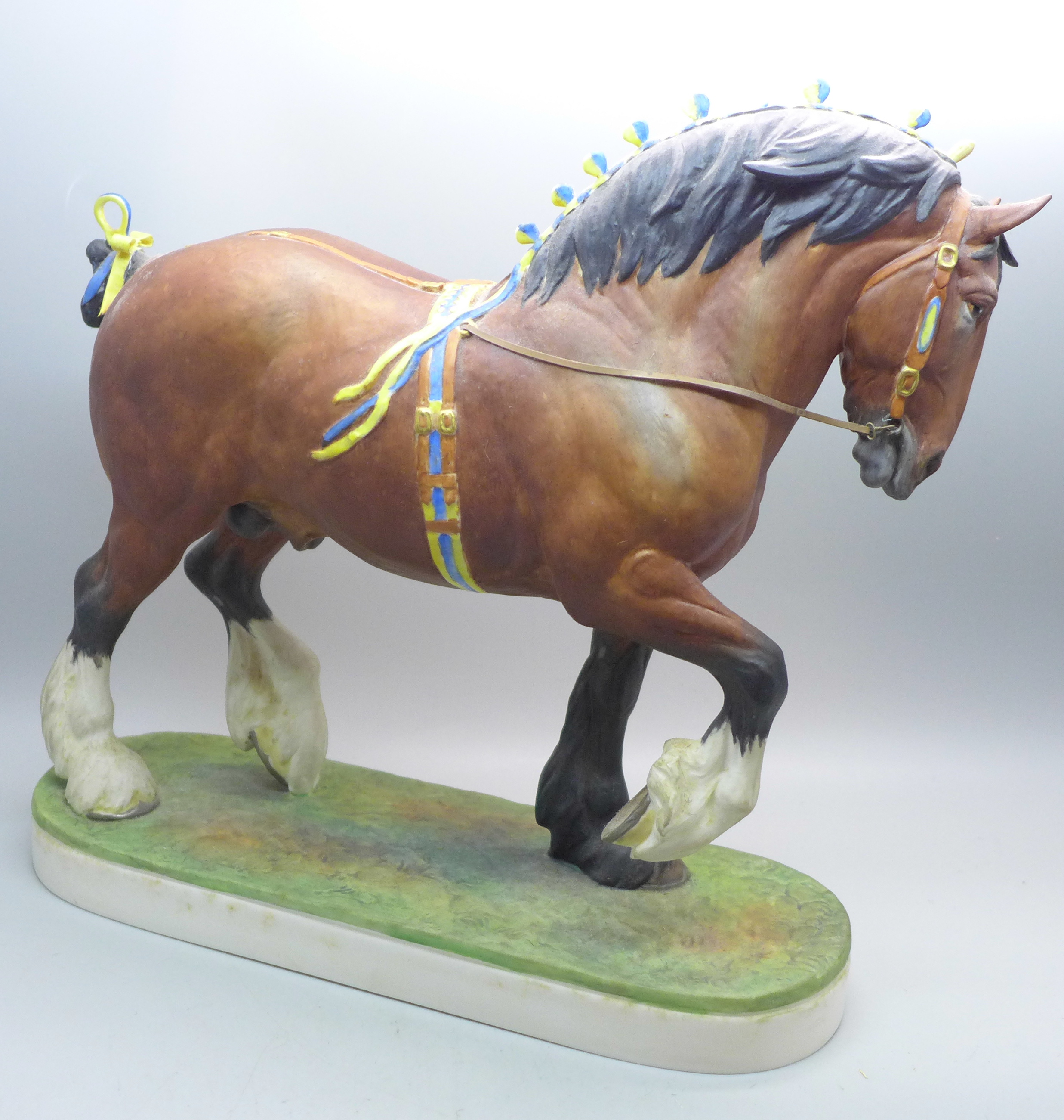 A Royal Worcester Shire stallion, modelled by Dons Lindner, 1964 in original shipping case, - Image 5 of 6