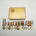 Three miniature medal groups and an India miniature medal