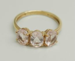 A 9ct gold and Galileia morganite ring, with certificate, 2g, O