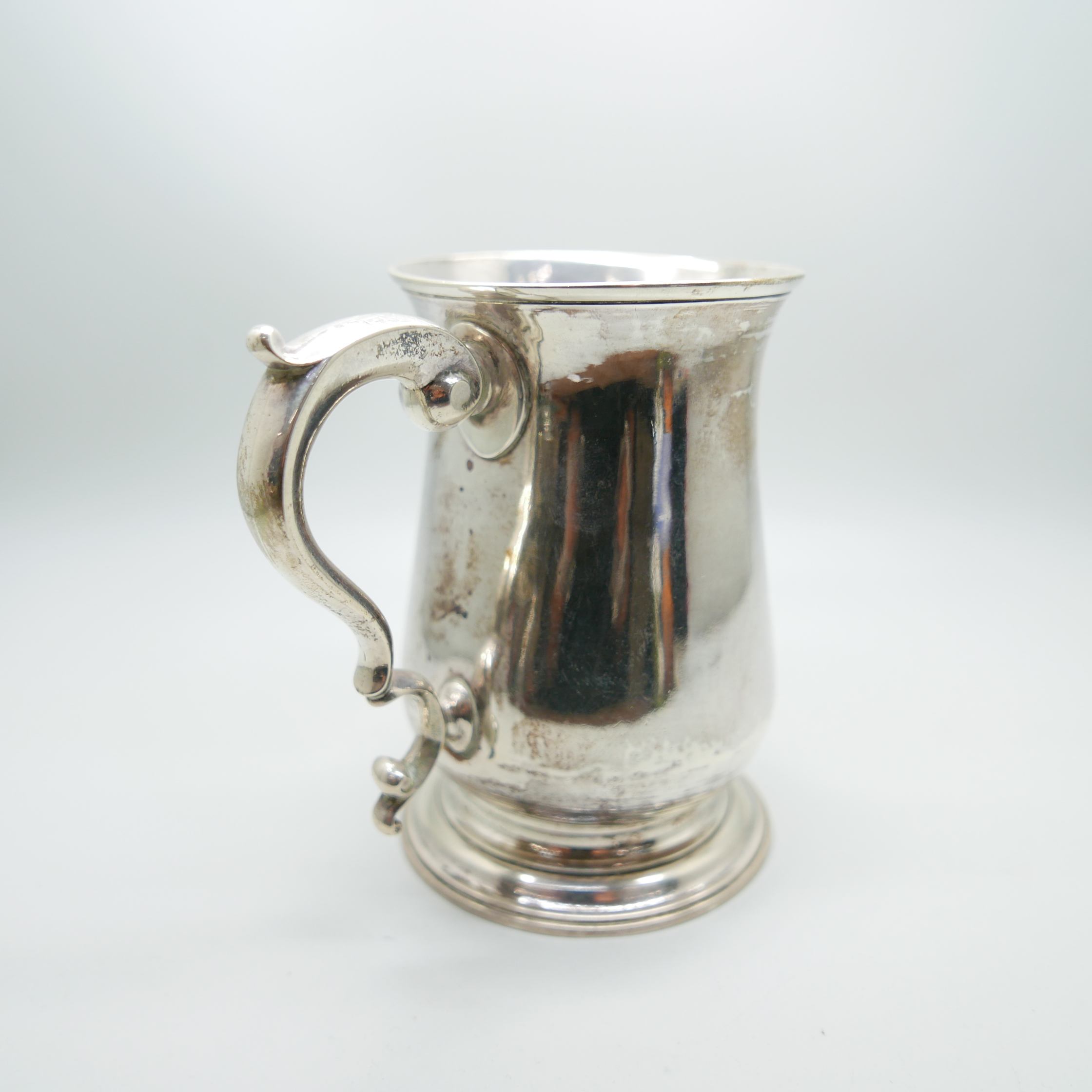 A George III silver tankard, London 1767, by William and James Priest with later engraving, double - Image 3 of 5