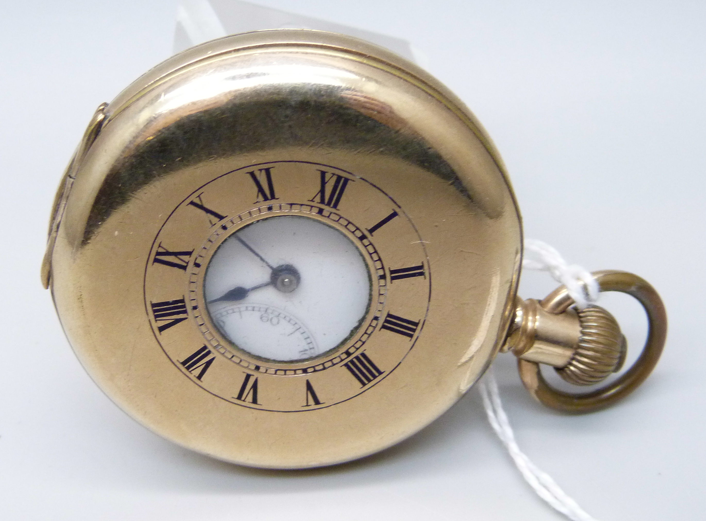 A Moeris gold plated half-hunter pocket watch in an English 10 year case - Image 2 of 4