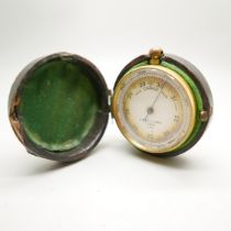 A Negretti & Zambra pocket barometer with compass in the case back, lacking loop, case a/f