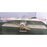 A large model bi-plane, rudder hinge a/f, wind span 75cm (purchased from Hopewells)