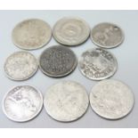 Coins; two Victorian silver fourpence coins, 1849 and 1855 drilled, a Carlos III 1788 coin, an