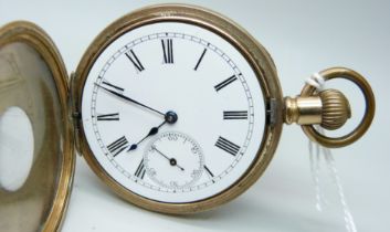 A Moeris gold plated half-hunter pocket watch in an English 10 year case