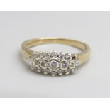 A 9ct gold and diamond ring, 2.3g, L/M