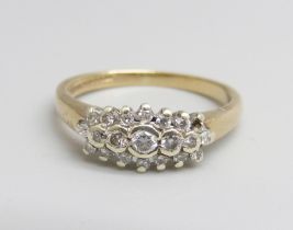 A 9ct gold and diamond ring, 2.3g, L/M