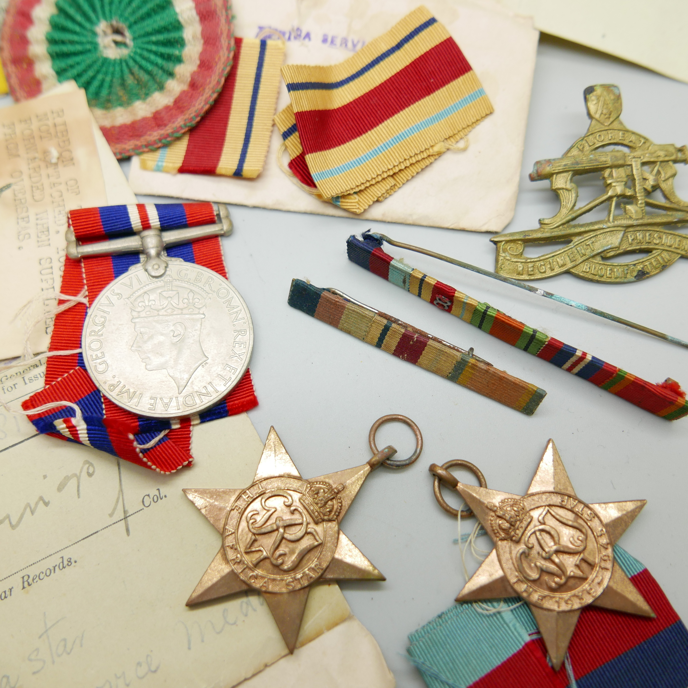 Assorted WWII medals, etc., including four to 21777 K.J. Hanssen with original address envelope - Image 3 of 11