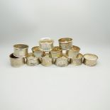 Twelve silver napkin rings, 237g