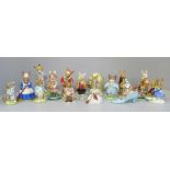 Thirteen Beatrix Potter figures, seven Royal Doulton and six Beswick and two other figures (15)