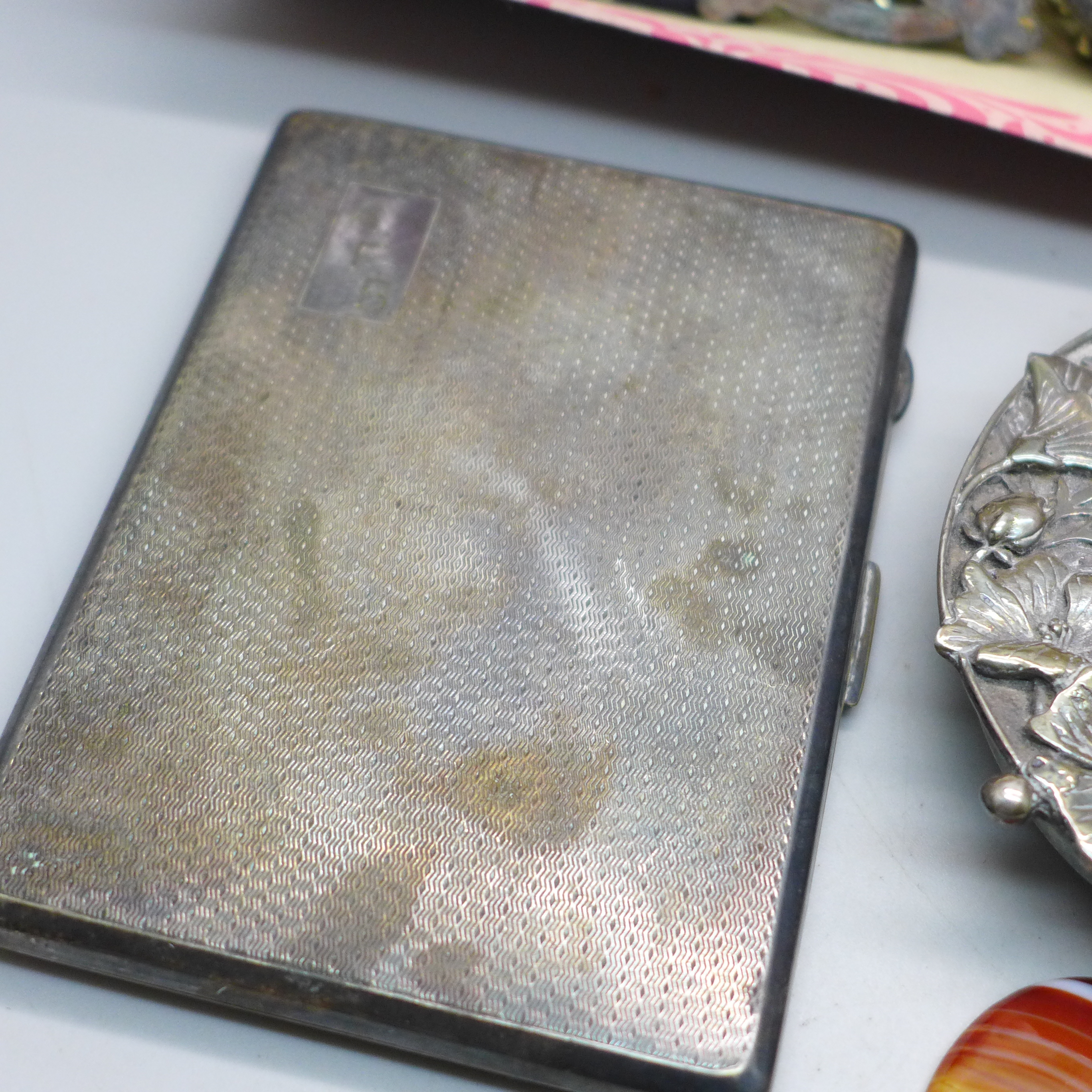 An EPNS and Japanese cigarette cases, Smiths and Ingersoll pocket watches, cameo and micro-mosaic - Image 2 of 5