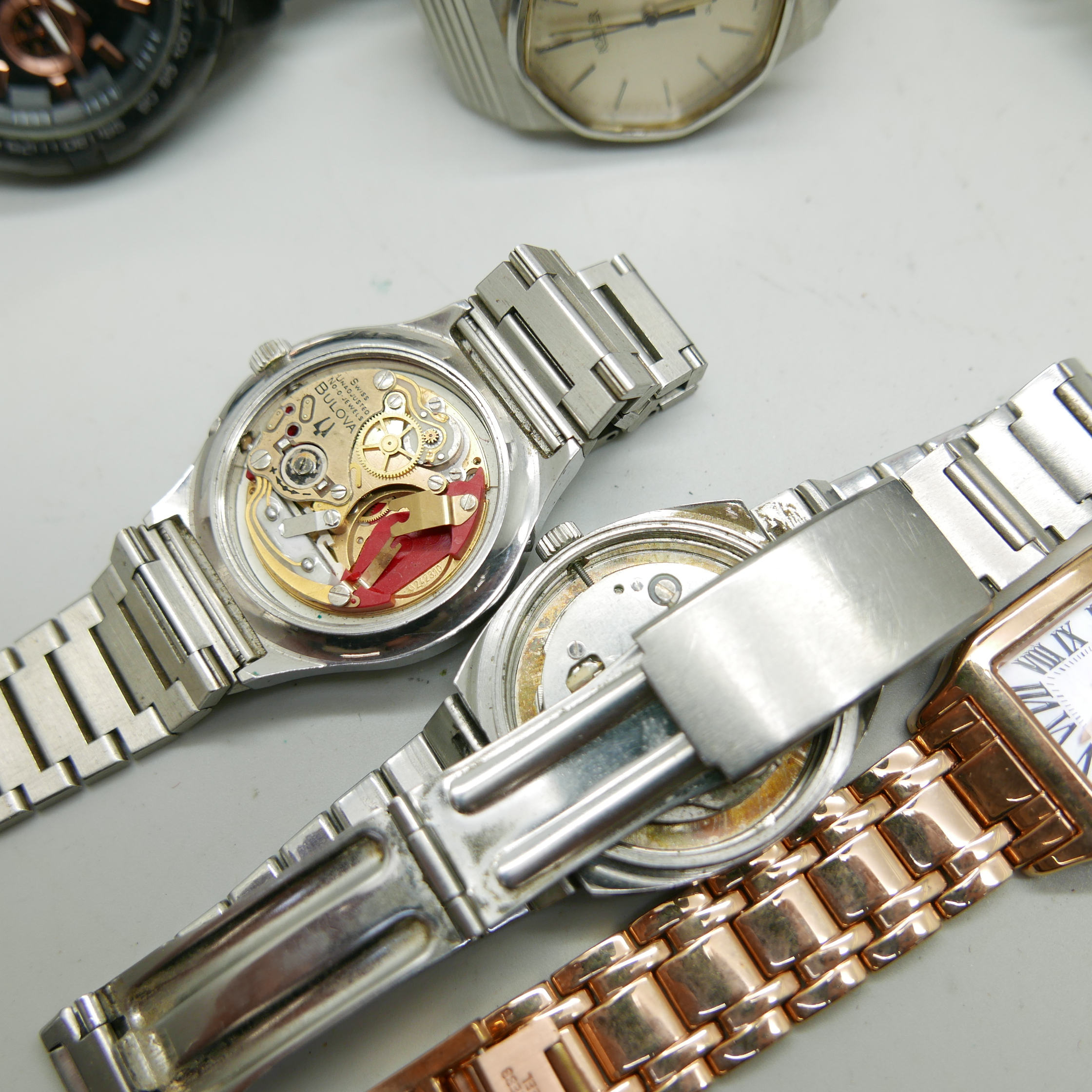 Assorted gentleman's wristwatches including Roamer quartz, Rotary quartz (missing back), Bulova - Image 5 of 5