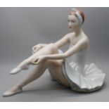 A Royal Dux porcelain ballet dancer figure, signed V. David
