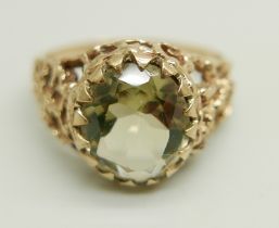 A 9ct gold stone set ring, 4.8g, P