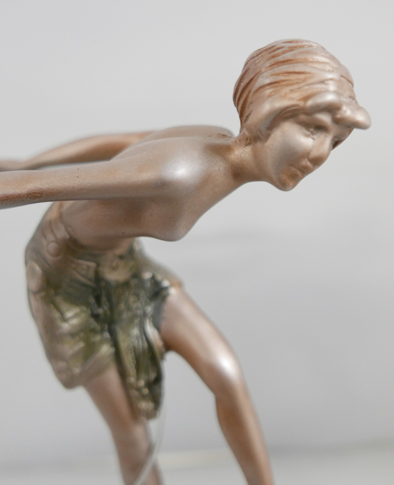 An Art Deco style figure, Hoop Girl, after, F. Preiss, on an onyx base, 30.5cm - Image 4 of 4
