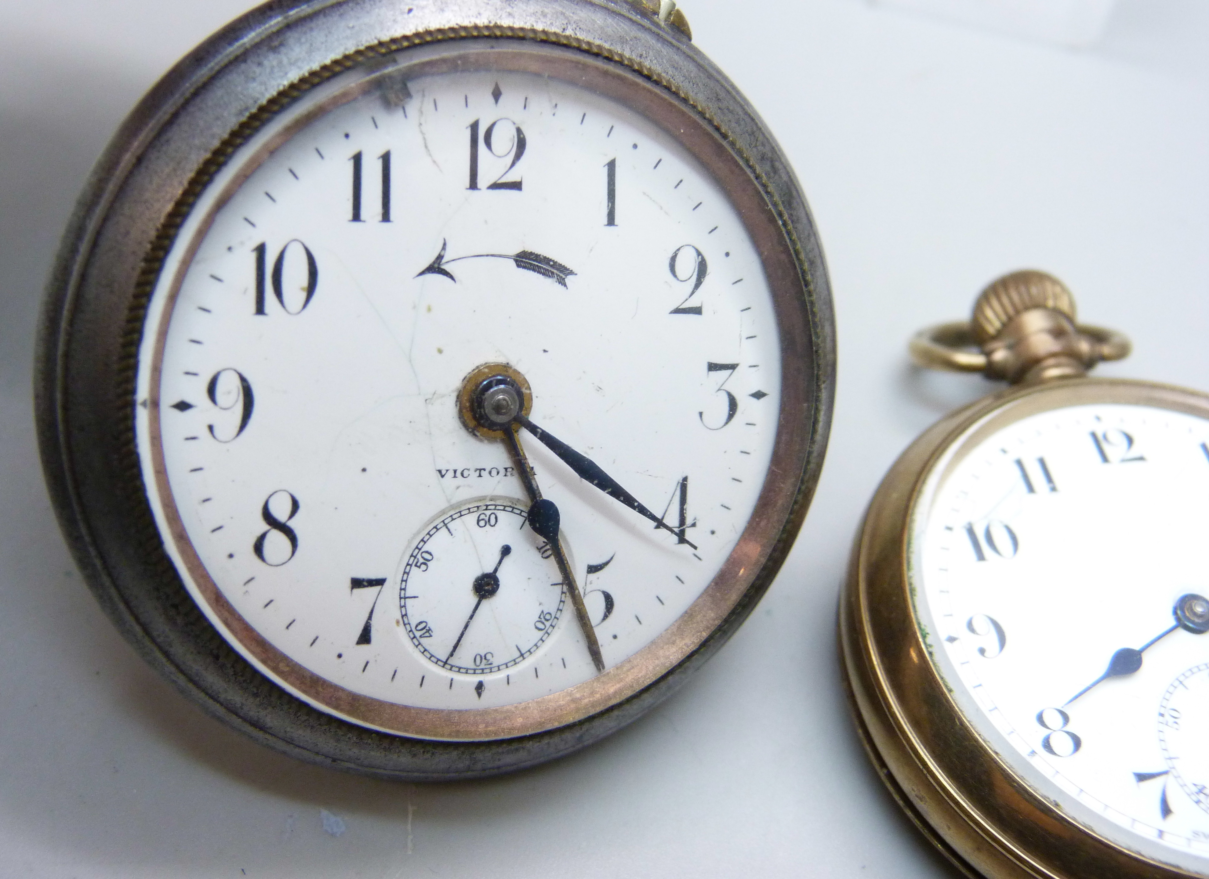 A gold plated top-wind A. Reymond pocket watch and an alarm pocket watch - Image 3 of 5