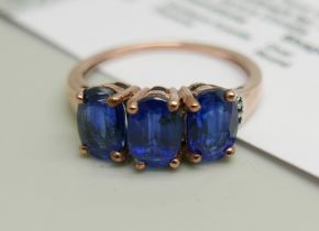 A 9ct gold, Himalayan kyanite and diamond ring, with certificate, 2.6g, N