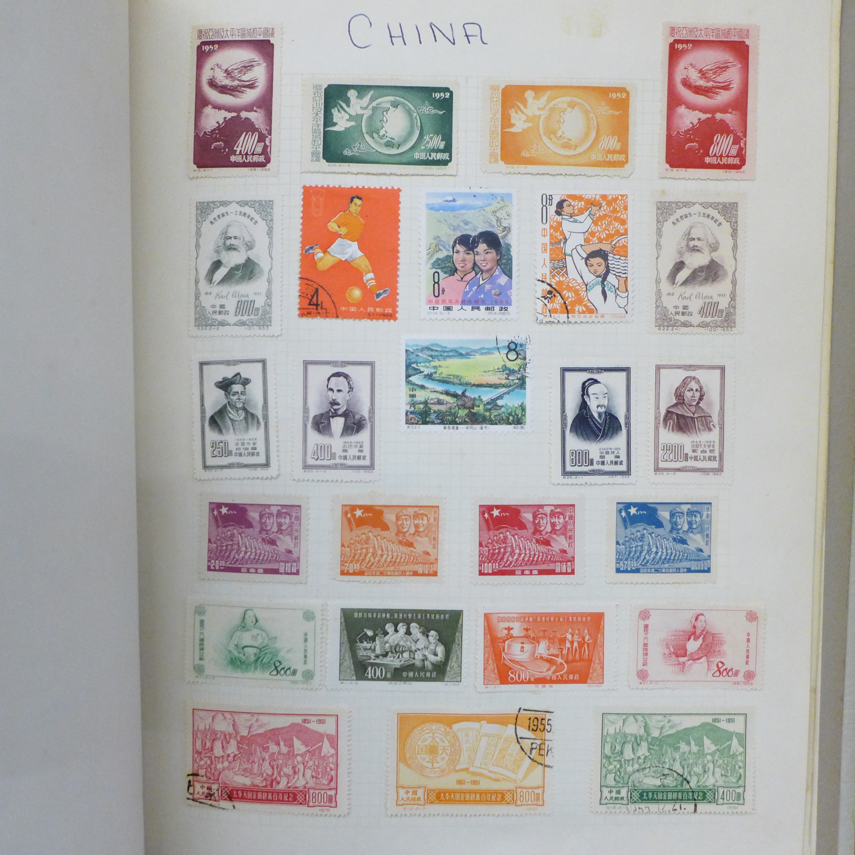 Stamps; an album of mint and used China stamps including full mint set of gymnasts in blocks of four - Image 3 of 6