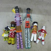 Tribal art; six South African beaded dolls
