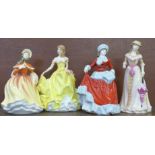 Four Royal Doulton Pretty Ladies figures; Spring, Summer, Autumn and Winter