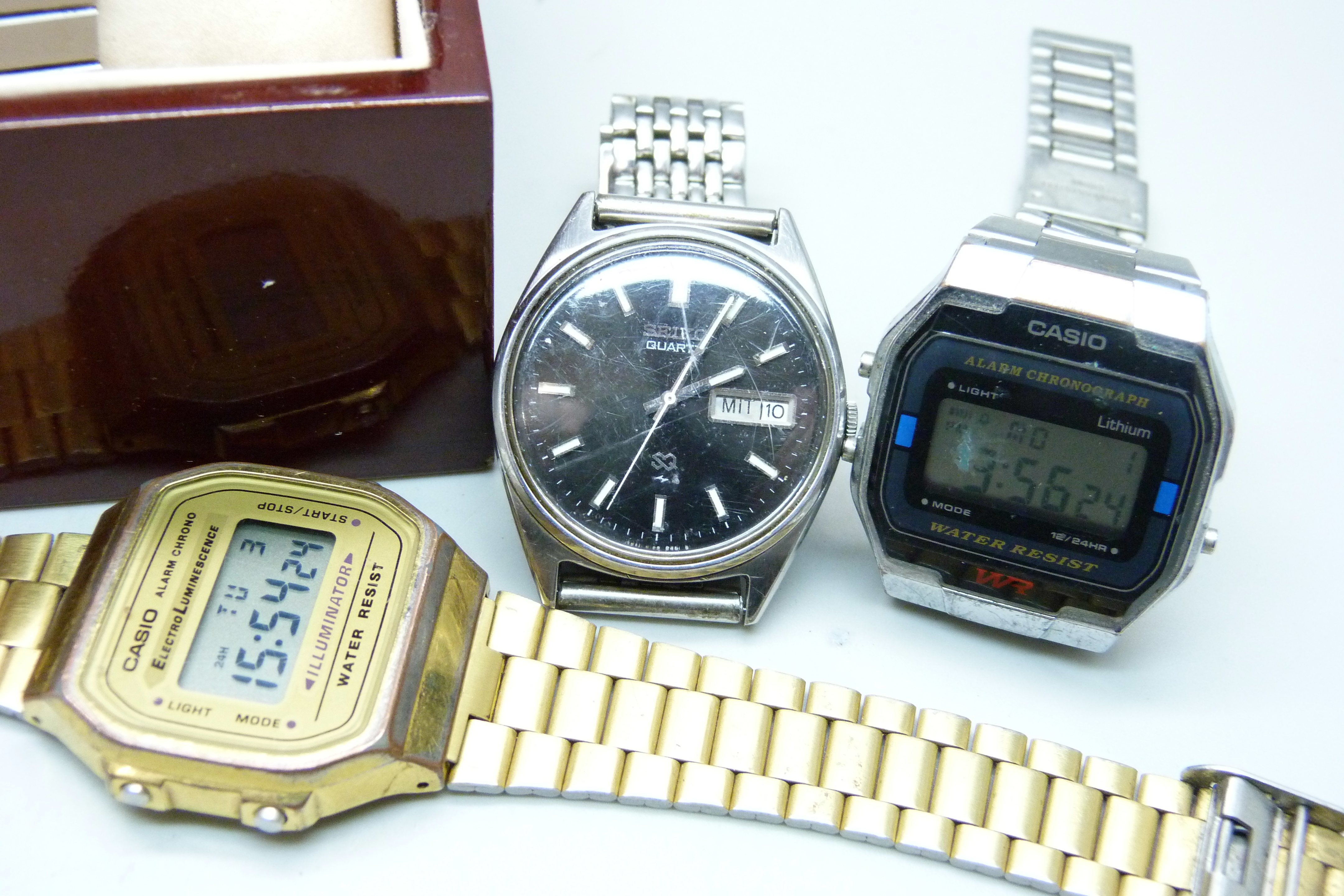 Four wristwatches, two Casio, Seiko 5 automatic and Seiko quartz - Image 3 of 4