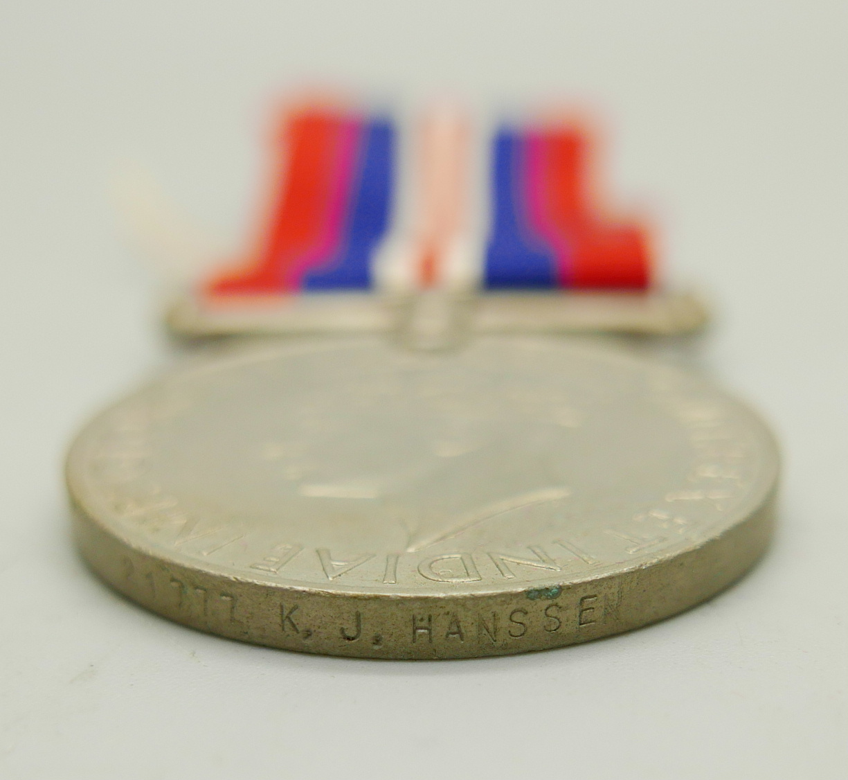 Assorted WWII medals, etc., including four to 21777 K.J. Hanssen with original address envelope - Image 9 of 11