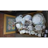 Royal Worcester English Garden teaware including teapot, crested ware (14), two Viola cups and