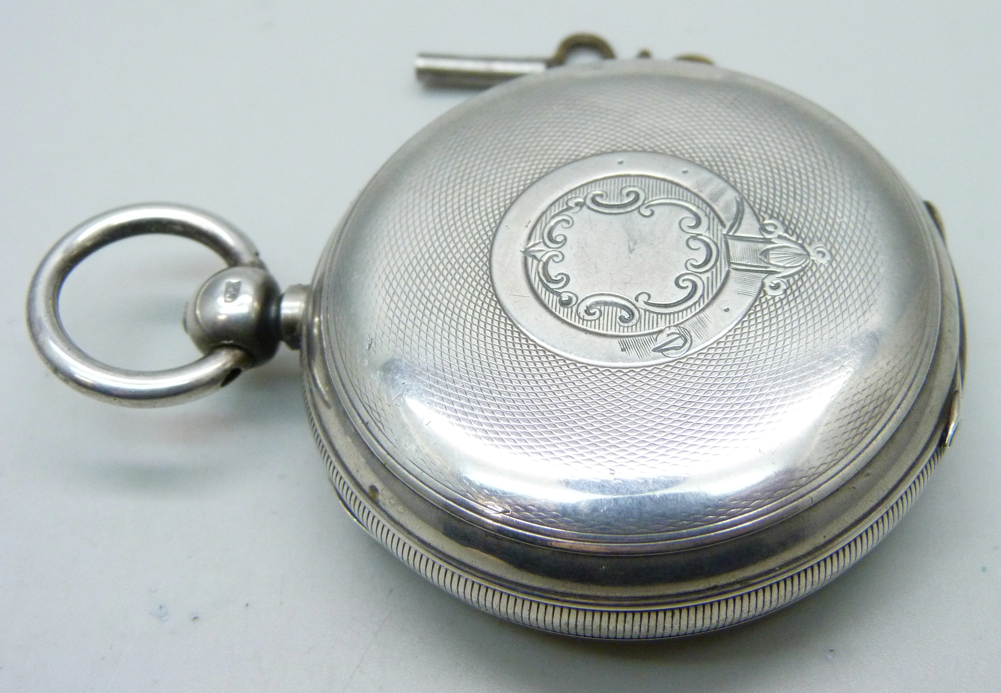 A silver pocket watch, Fisher, Nottingham, movement hinge requires repair - Image 3 of 5