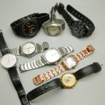 Assorted gentleman's wristwatches including Roamer quartz, Rotary quartz (missing back), Bulova