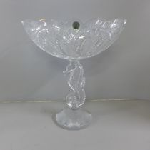 A Waterford Crystal seahorse centrepiece pedestal bowl, 31cm, boxed