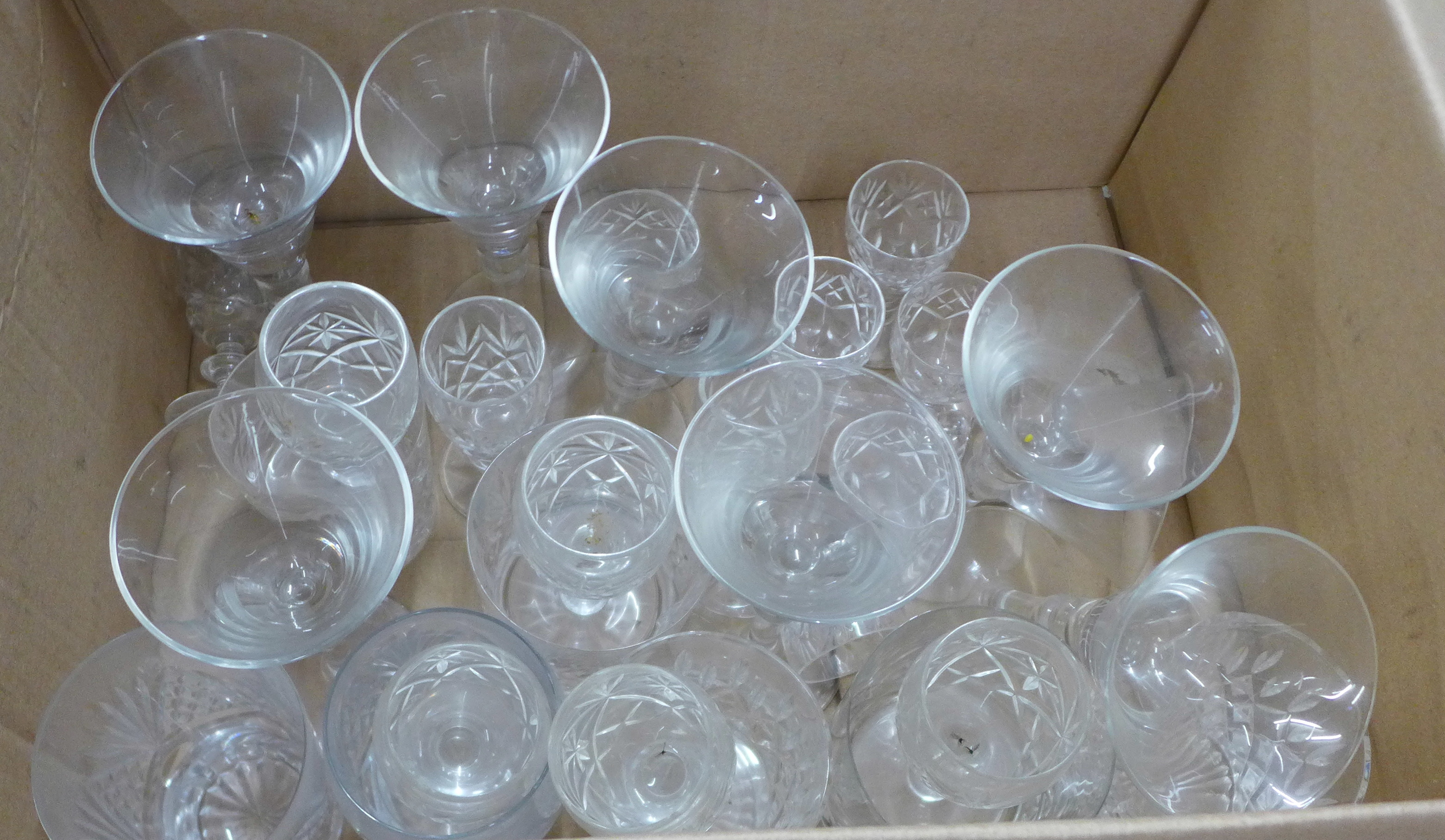 A collection of crystal and glass; tumblers, wine glasses, brandy glasses, etc. **PLEASE NOTE THIS - Image 5 of 5