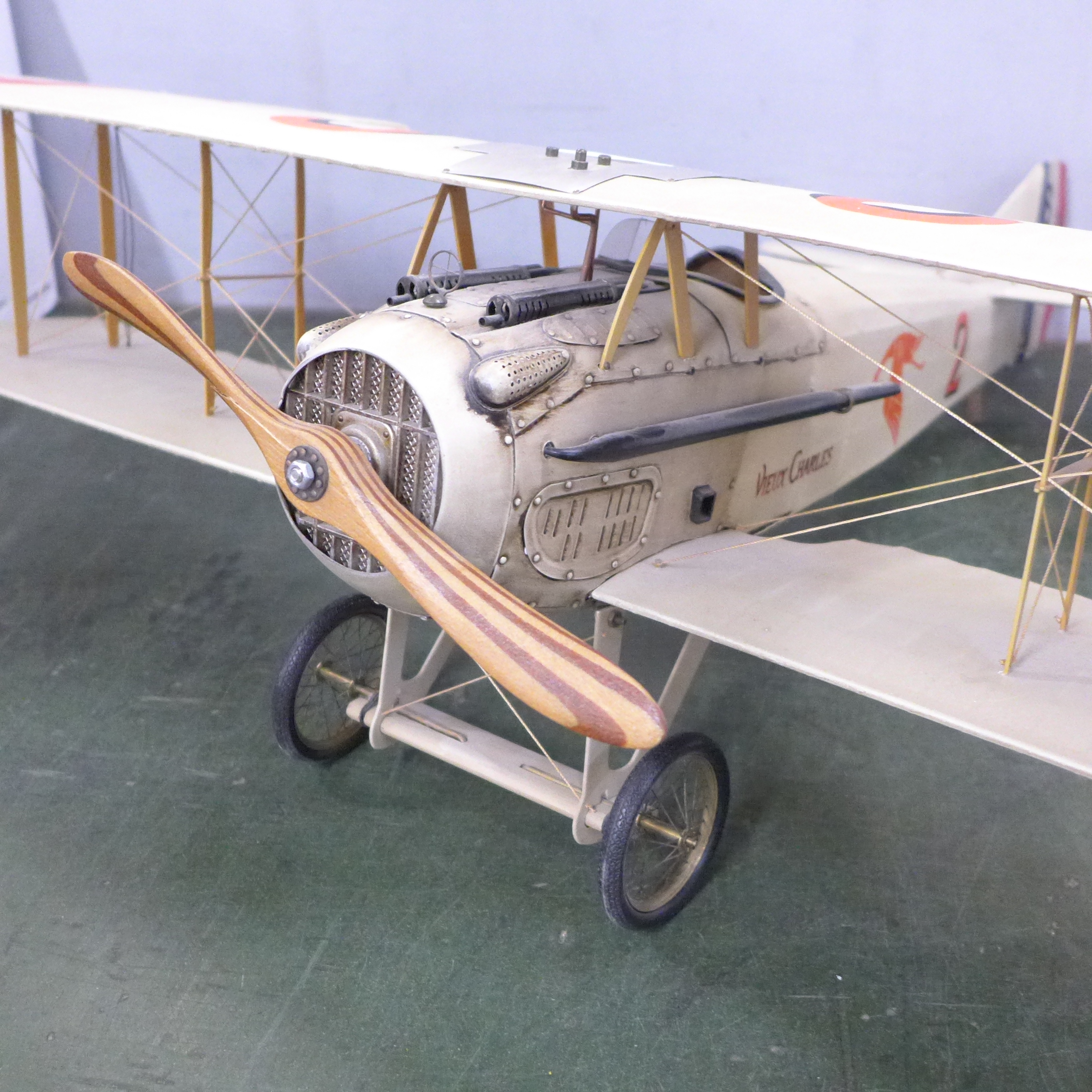 A large model bi-plane, rudder hinge a/f, wind span 75cm (purchased from Hopewells) - Image 2 of 5