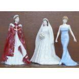 Two Royal Worcester figures; Queen Elizabeth II Diamond Wedding, In Celebration of The Queen's