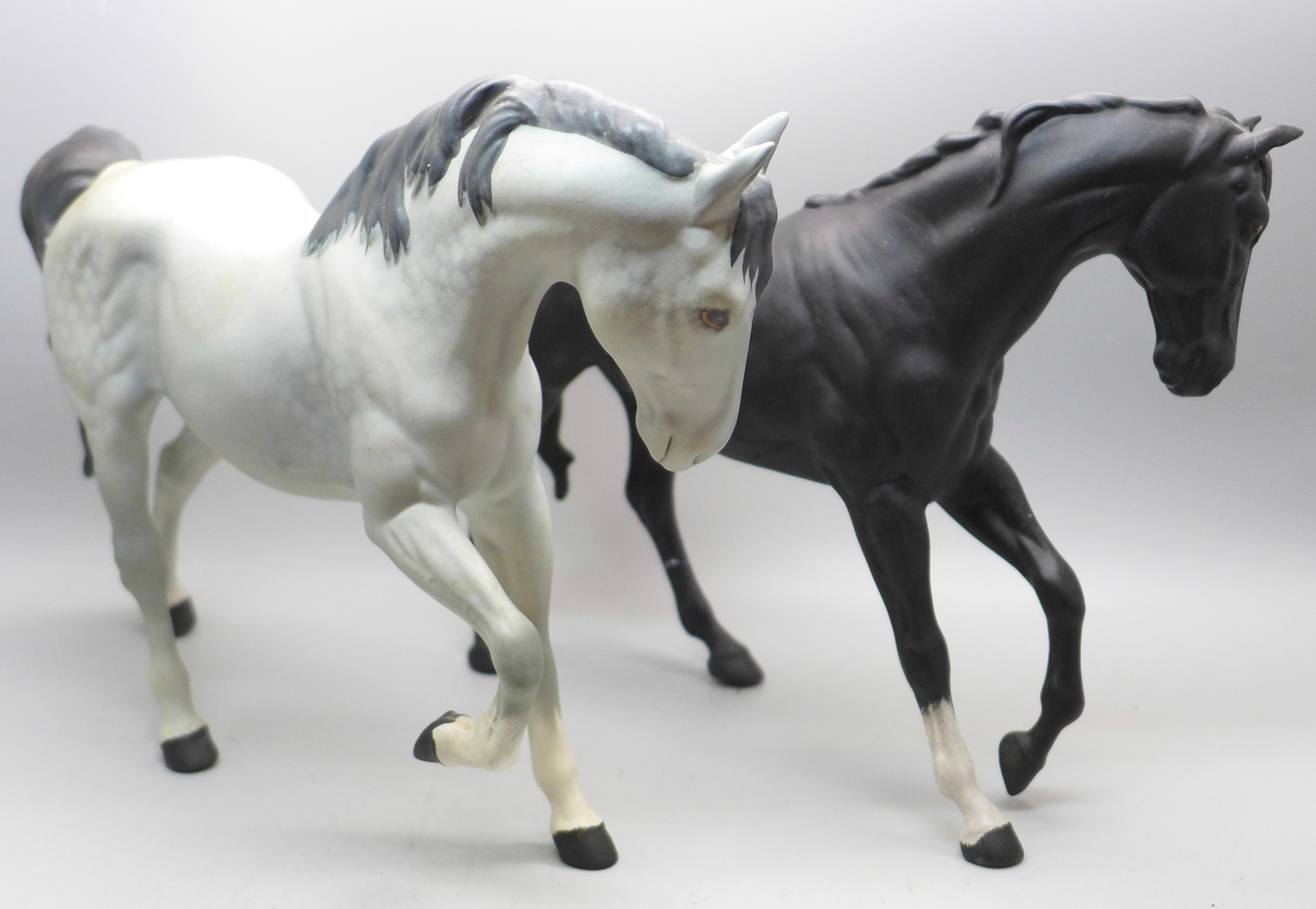 Two Beswick horse figures, hind leg on black horse restored - Image 4 of 6