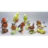 Nine figures of birds, Beswick, Goebel, Royal Adderley, etc.