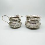 An embossed silver jug and bowl, London 1900 and 1901, Josiah Williams & Co., 126.8g