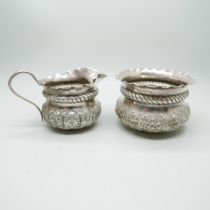 An embossed silver jug and bowl, London 1900 and 1901, Josiah Williams & Co., 126.8g