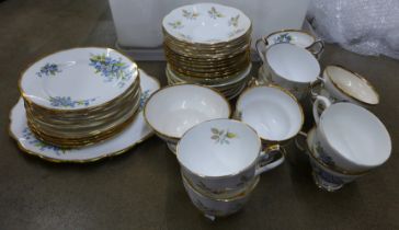 Rosina bone china; eight teacups, seven small plates, etc., Crown Staffordshire; five small