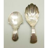 Two silver caddy spoons including one George III, Birmingham 1798, maker IT