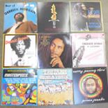 Twenty reggae LP records, Derrick Morgan, Bob Marley, Lee Perry, etc.