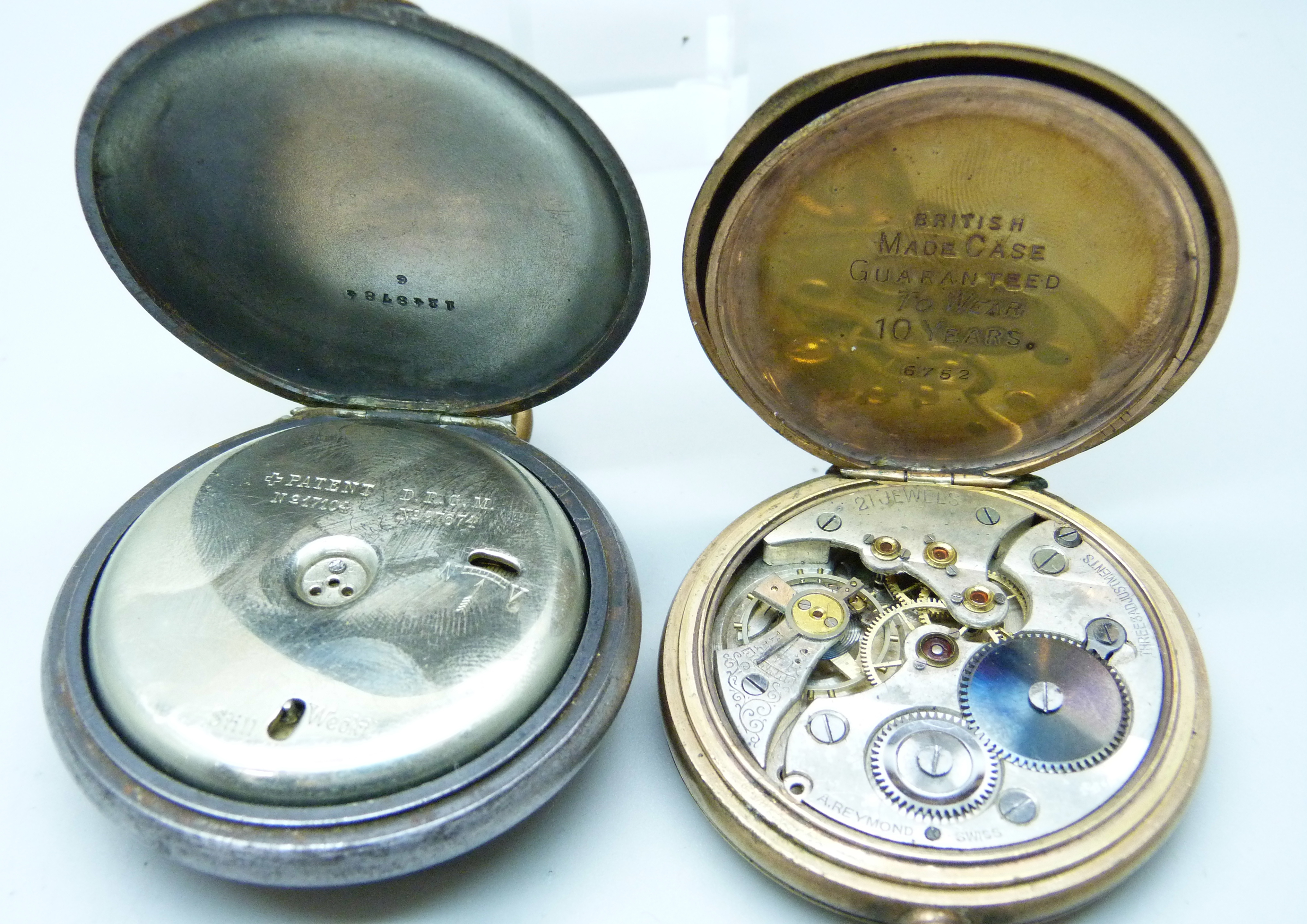 A gold plated top-wind A. Reymond pocket watch and an alarm pocket watch - Image 5 of 5