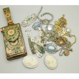 Costume jewellery, a combination compact and a lady's Seiko wristwatch