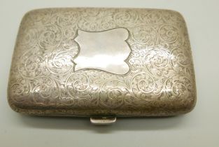 A Victorian silver cigar case, Hayes Bros., Birmingham 1892, 121.9g, 7cm x 11cm
