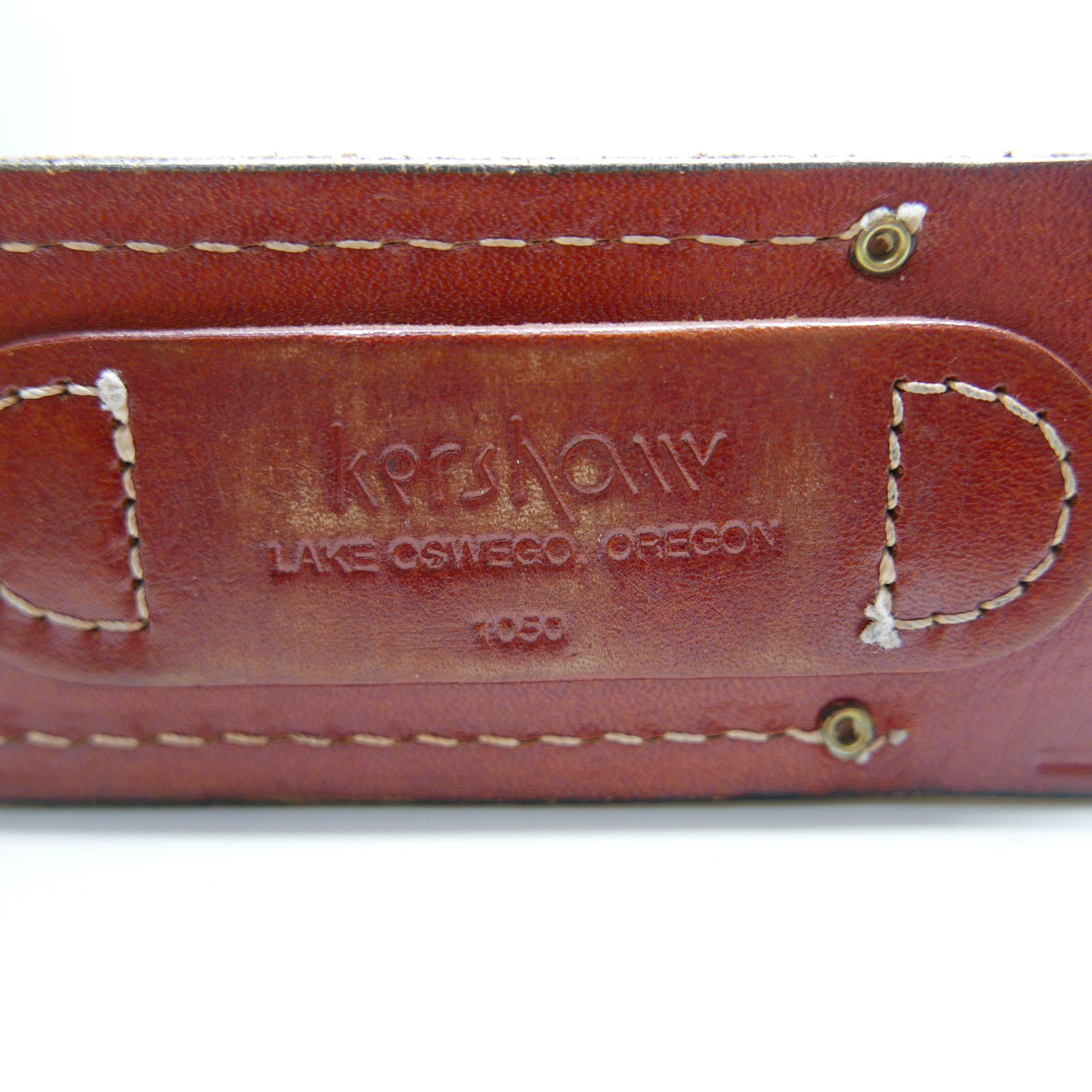 A Kershaw Oregon USA 1050 hunting knife by Kai Japan, with leather case - Image 5 of 5