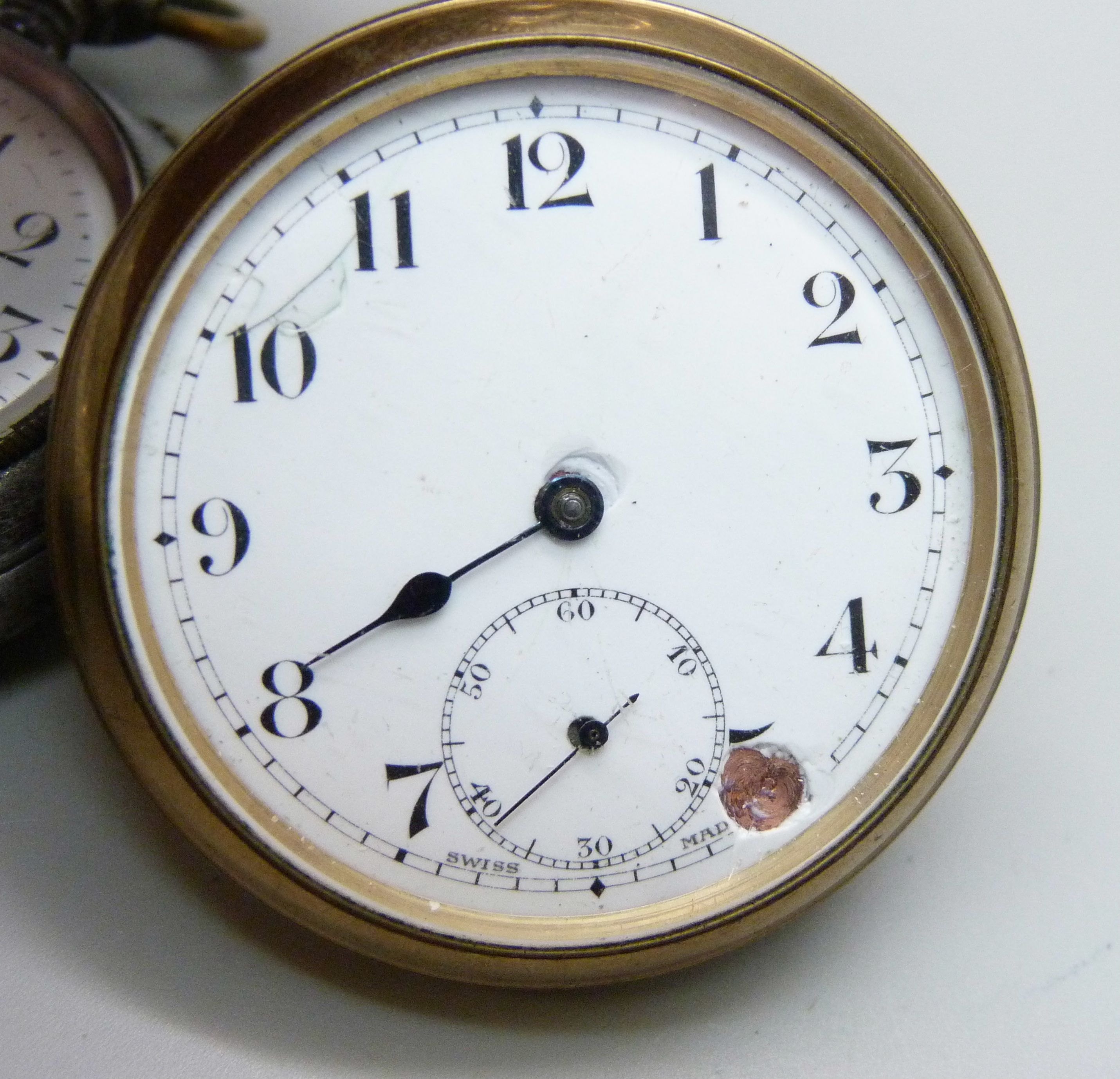 A gold plated top-wind A. Reymond pocket watch and an alarm pocket watch - Image 2 of 5