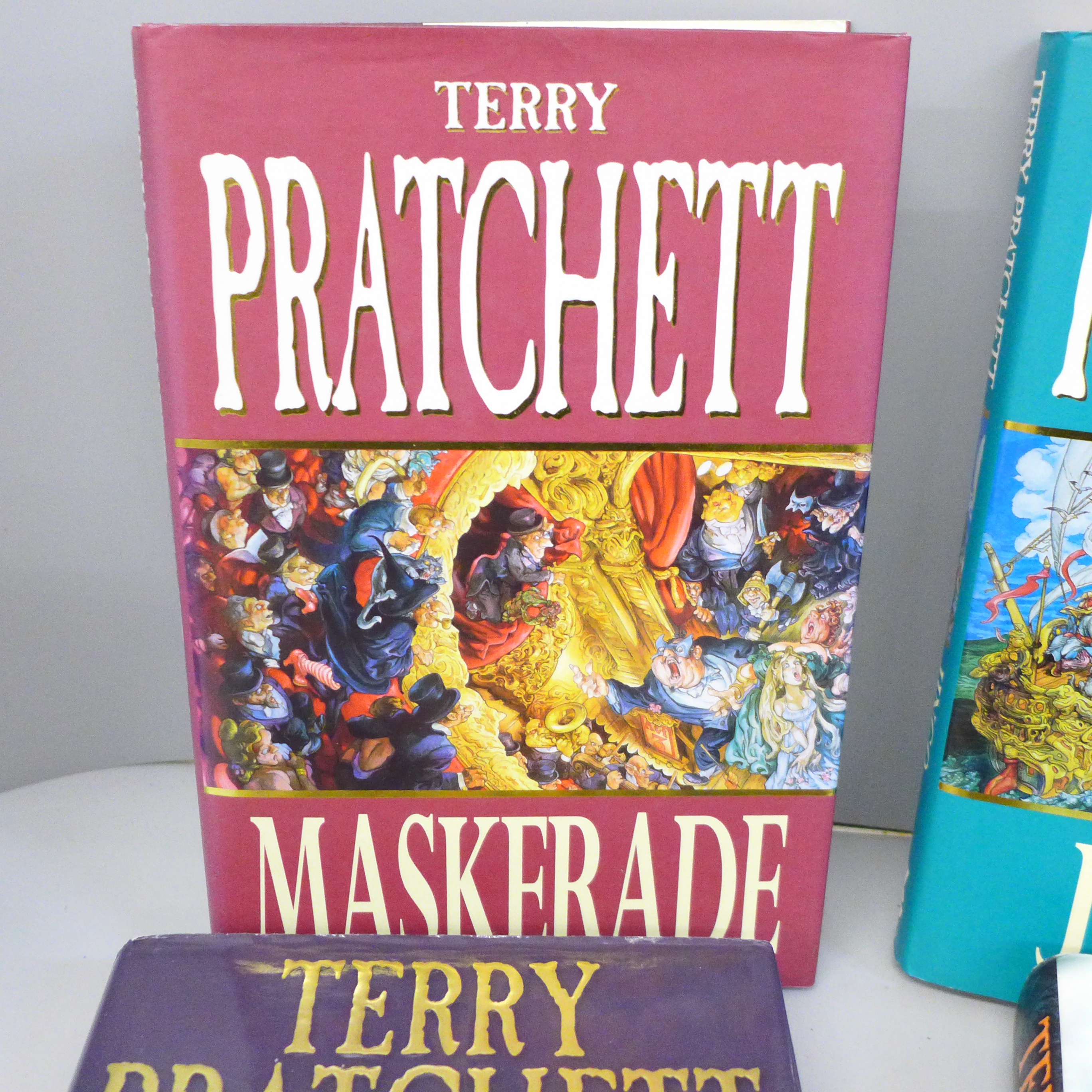 Four hardback first edition Discworld novels by Terry Pratchett with a signed paperback - - Image 2 of 3