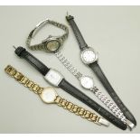 Five lady's wristwatches, Seiko 5 automatic, Tissot automatic Sea Star, a Tissot quartz, a Rotary