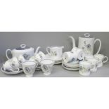 A Wedgwood Susie Cooper designed Glen Mist pattern china tea and coffee service comprising tea and