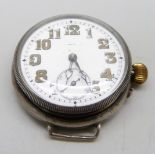 A Swiss made silver cased trench wristwatch, Birmingham import mark for 1914, 35mm case